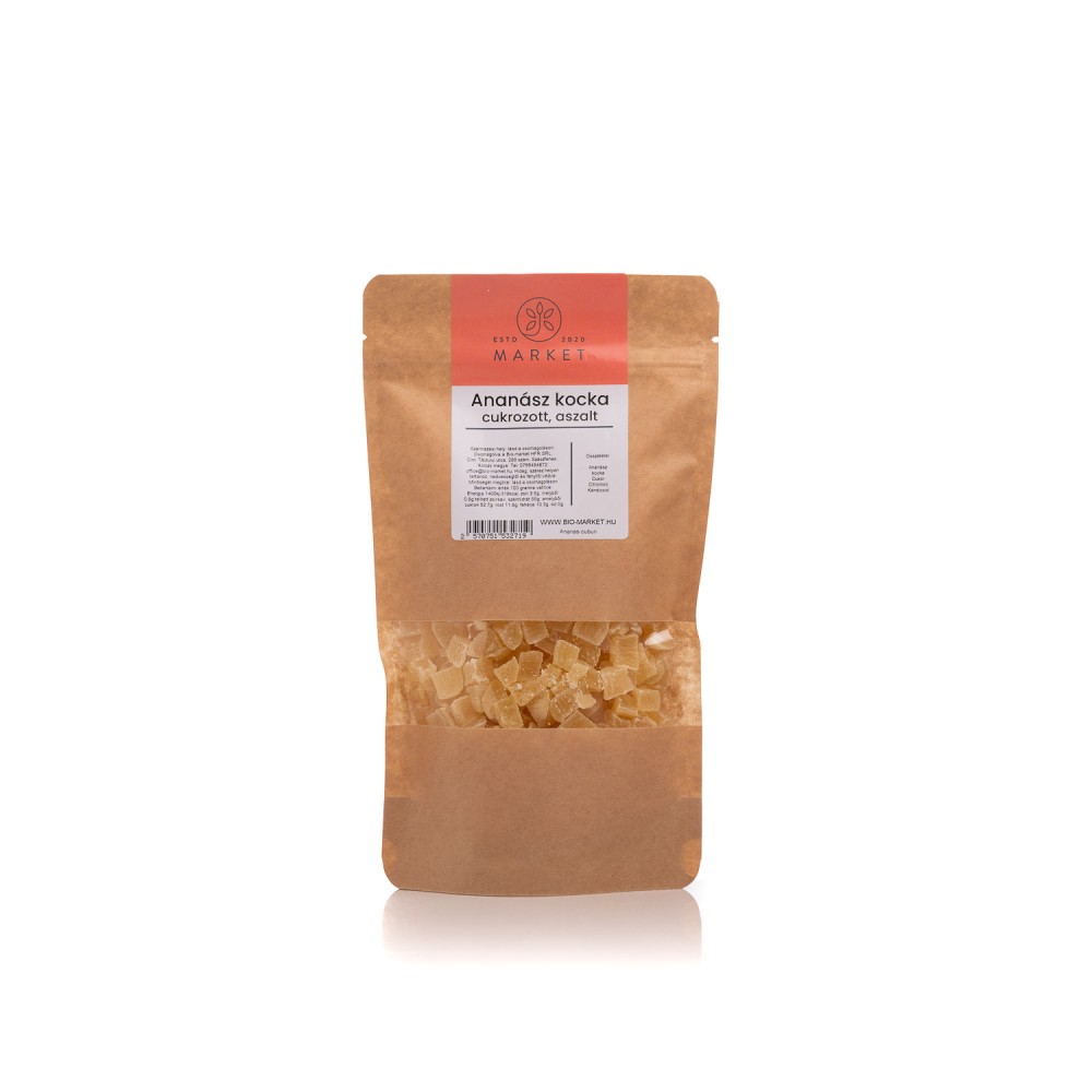 Ananászkocka, cukrozott, aszalt  500g